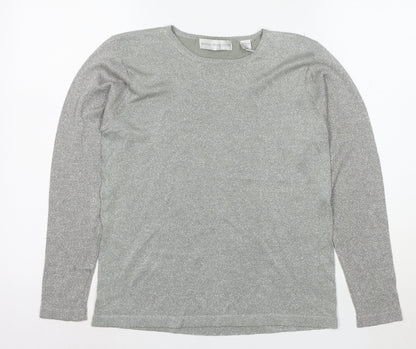 Valerie Stevens Petites Silver Long Sleeve Knit Top Women’s M