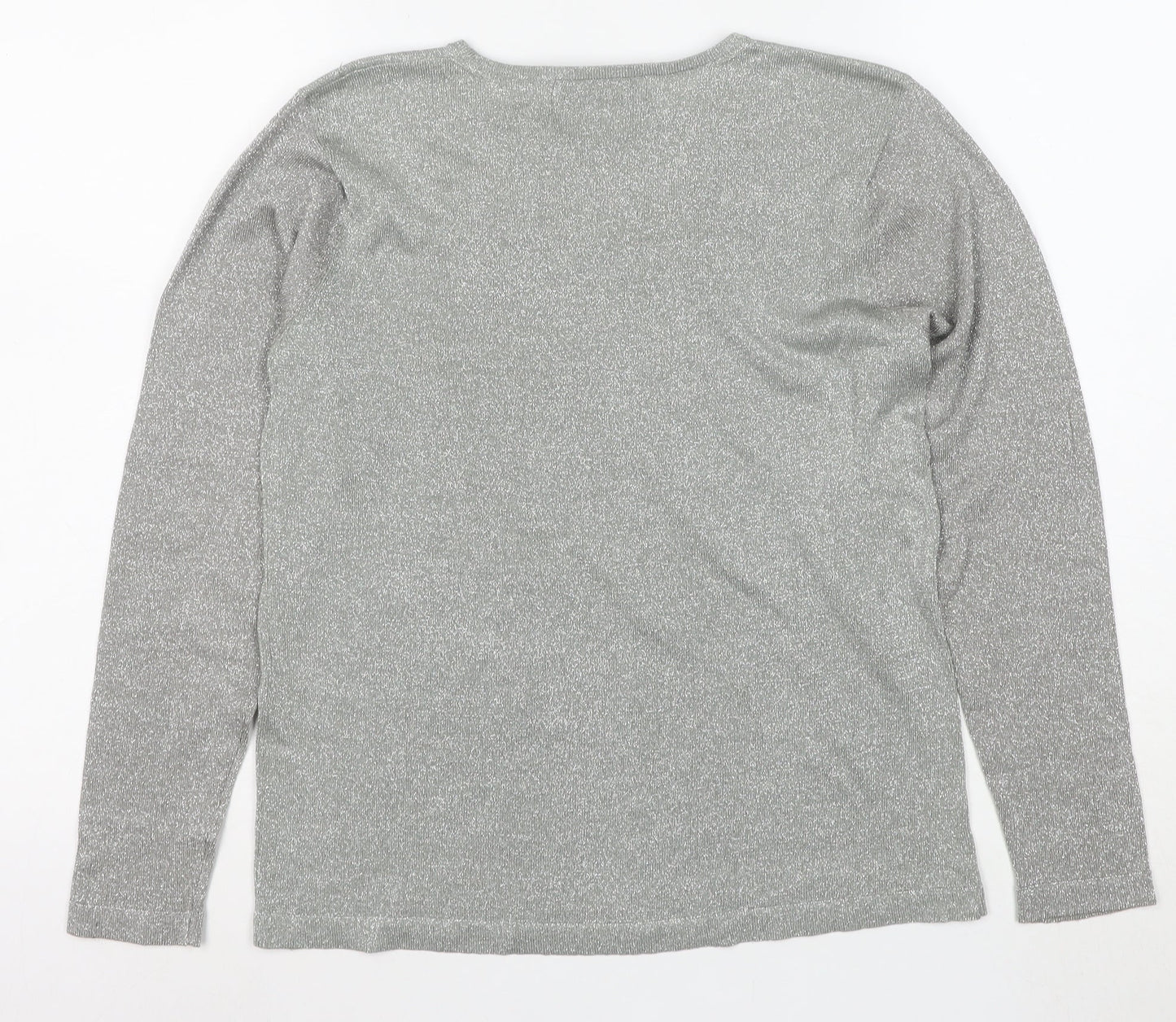 Valerie Stevens Petites Silver Long Sleeve Knit Top Women’s M