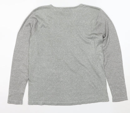 Valerie Stevens Petites Silver Long Sleeve Knit Top Women’s M