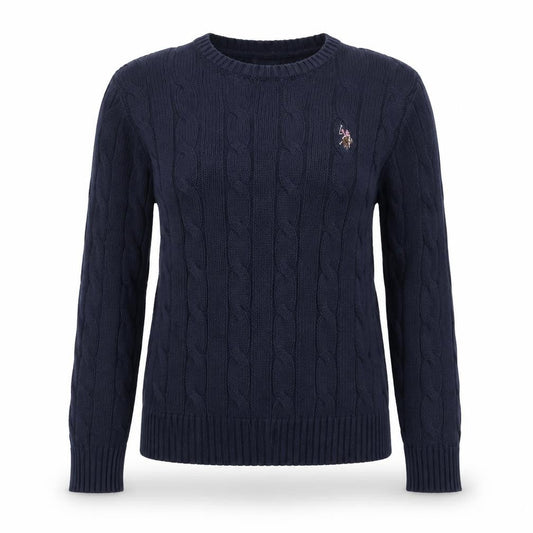 U.S. Polo Assn. Women's Blue Cable-Knit Cotton Jumper S