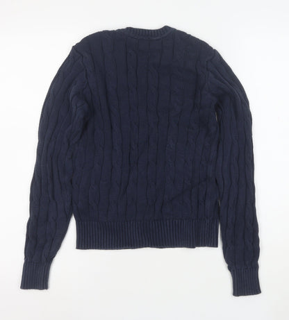 U.S. Polo Assn. Women's Blue Cable-Knit Cotton Jumper S