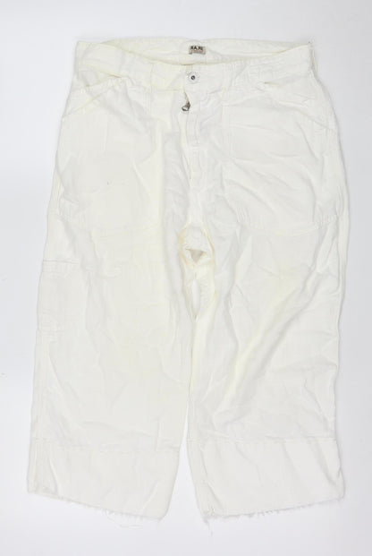RA.RE Womens Ivory Linen Cotton Cargo Trousers Size 33
