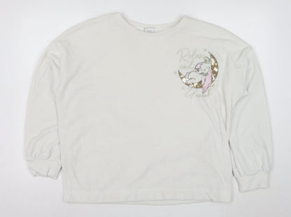 Disney Women White Dumbo Long Sleeve Nightshirt L