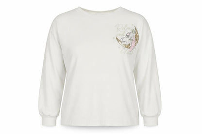 Disney Women White Dumbo Long Sleeve Nightshirt L