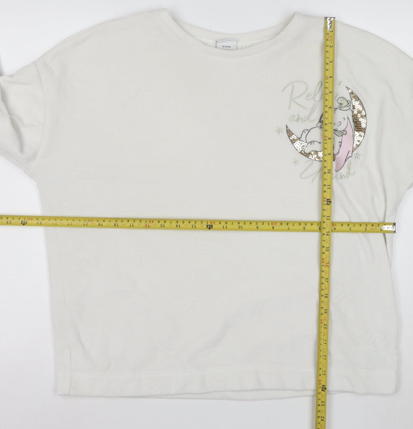 Disney Women White Dumbo Long Sleeve Nightshirt L
