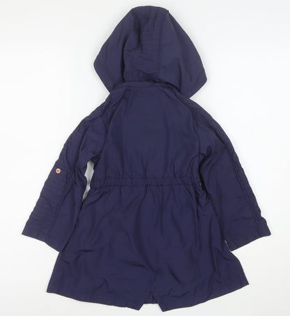 Baker by Ted Baker Girls Blue Hooded Mid-Length Parka Coat Age 4