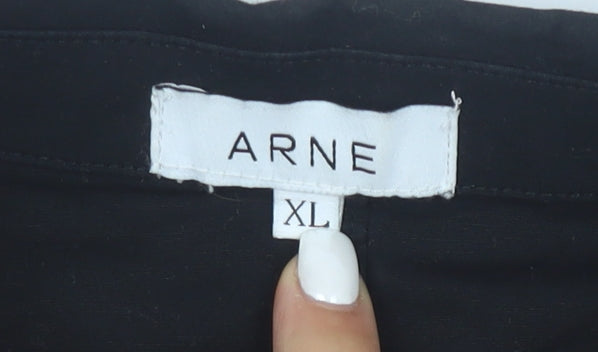 ARNE Men's Black XL Slim Fit Cotton Zip Up Jacket