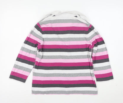 Maine New England Womens Multicoloured Striped Cotton Rugby Top Size 12