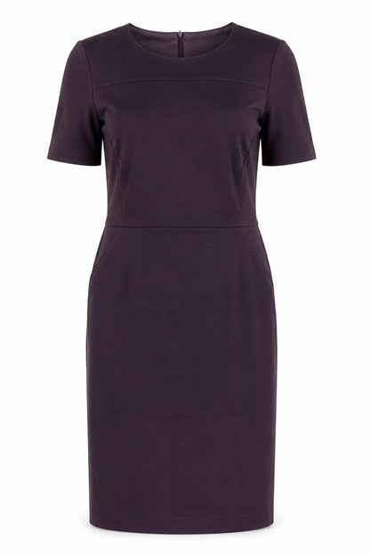 Basler Women Purple Short Sleeve Sheath Kneelength Dress Size 12