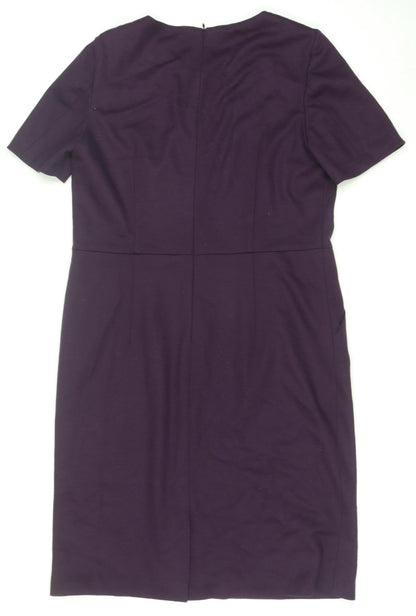 Basler Women Purple Short Sleeve Sheath Kneelength Dress Size 12