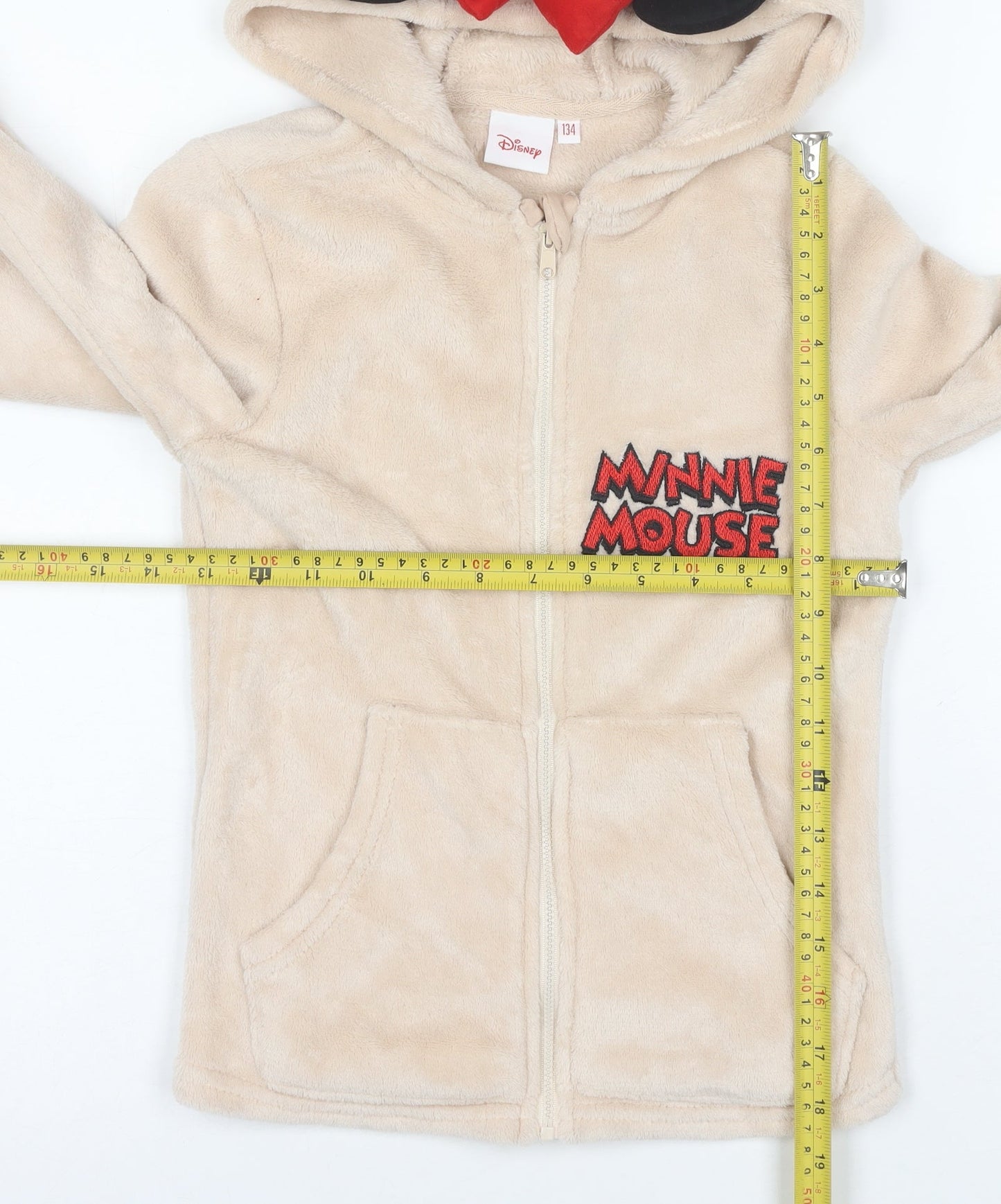 Disney Girls Beige Minnie Mouse Full Zip Fleece Hoodie 9 Years