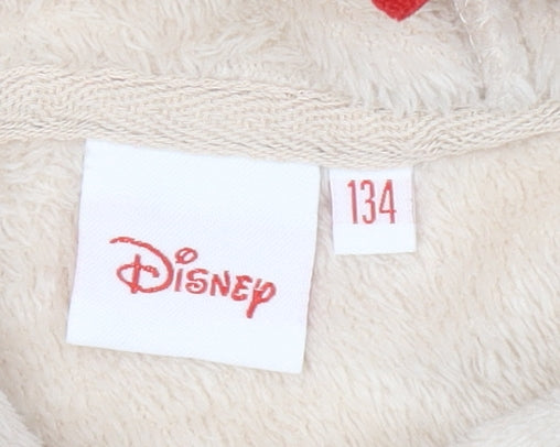 Disney Girls Beige Minnie Mouse Full Zip Fleece Hoodie 9 Years