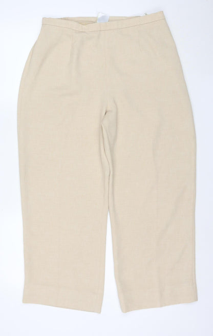 Eastex Women Beige High Rise Straight Trousers Size 12