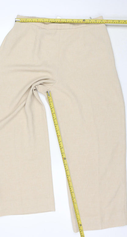 Eastex Women Beige High Rise Straight Trousers Size 12