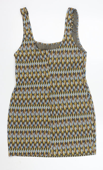 ZARA Women Multicoloured S Geometric Pinafore Dress