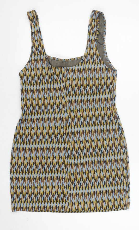 ZARA Women Multicoloured S Geometric Pinafore Dress