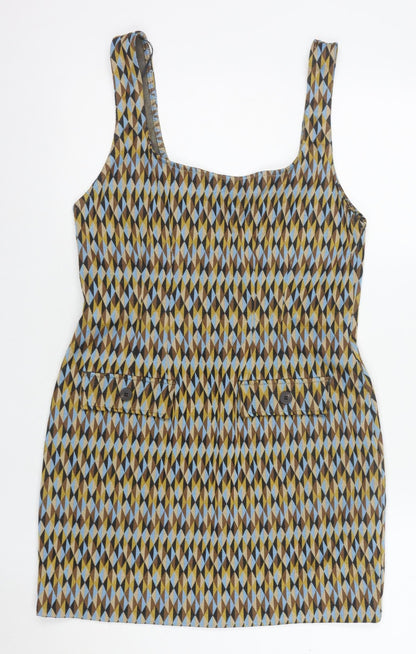 ZARA Women Multicoloured S Geometric Pinafore Dress