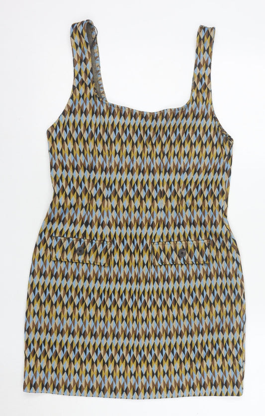 ZARA Women Multicoloured S Geometric Pinafore Dress