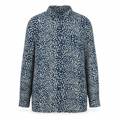 InWear Women's Blue Animal Print Long Sleeve Button-Up Blouse Size S
