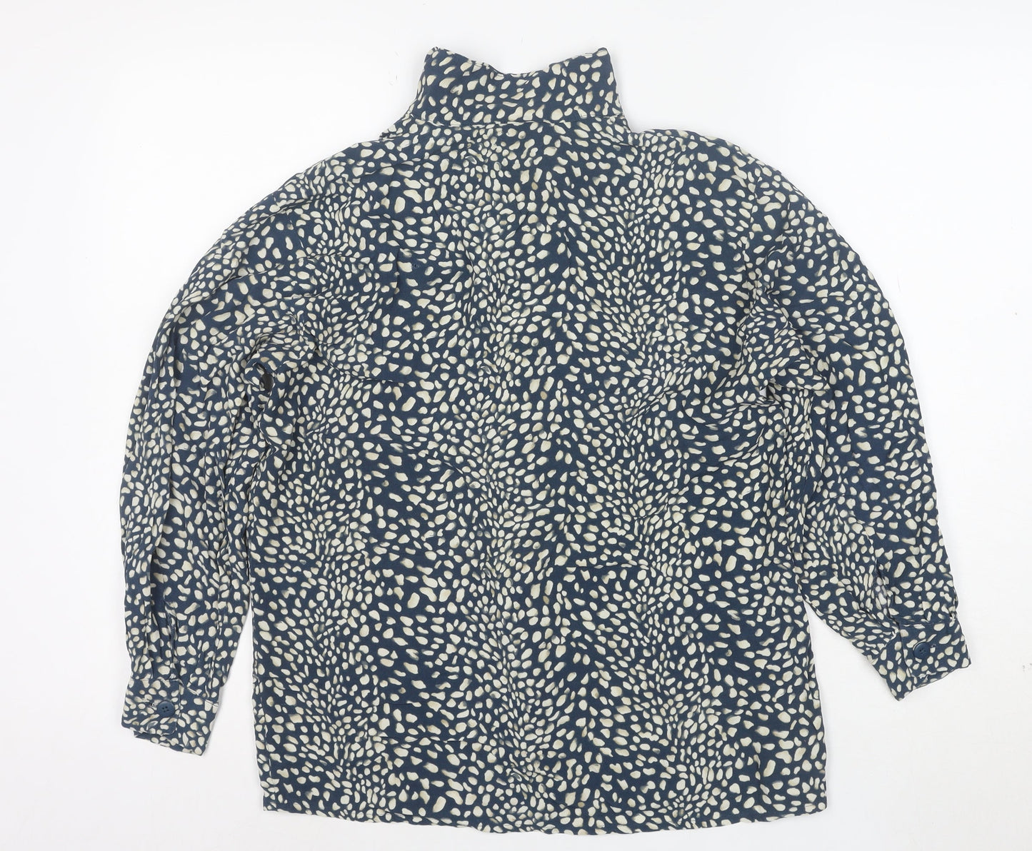 InWear Women's Blue Animal Print Long Sleeve Button-Up Blouse Size S