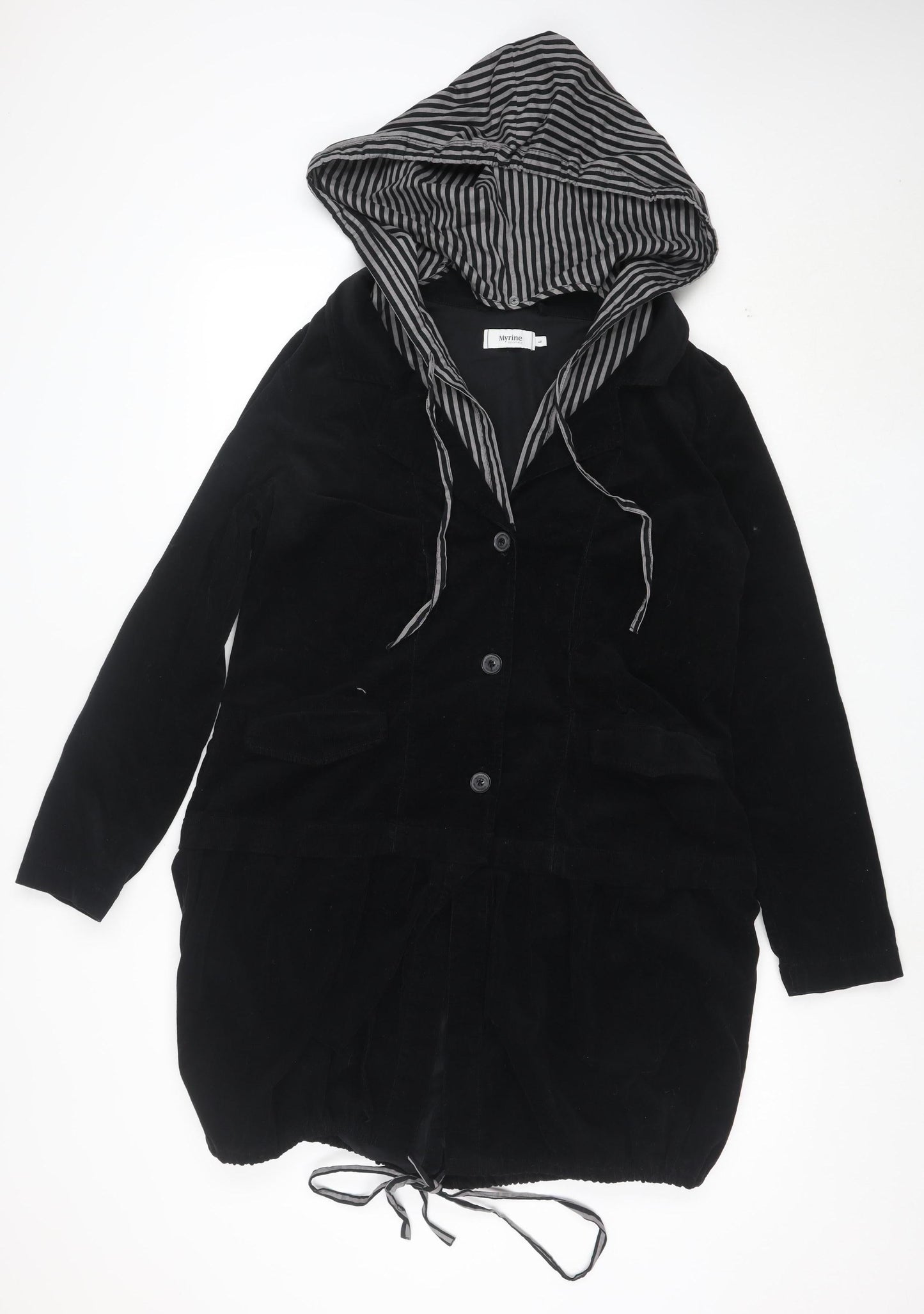 Myrine Essentials Women’s Black Corduroy Hooded Jacket Size L