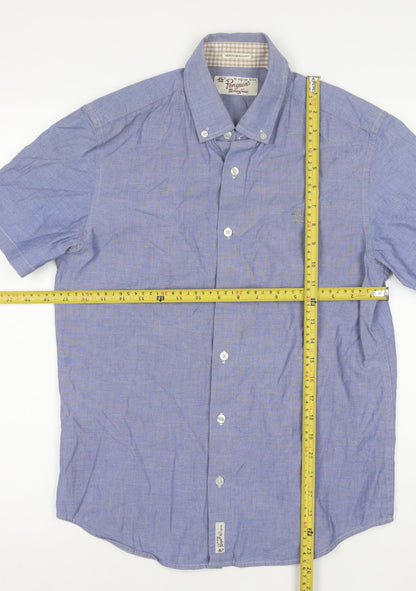Original Penguin Boys Blue Chambray Button-Down Short Sleeve Shirt 10 Years