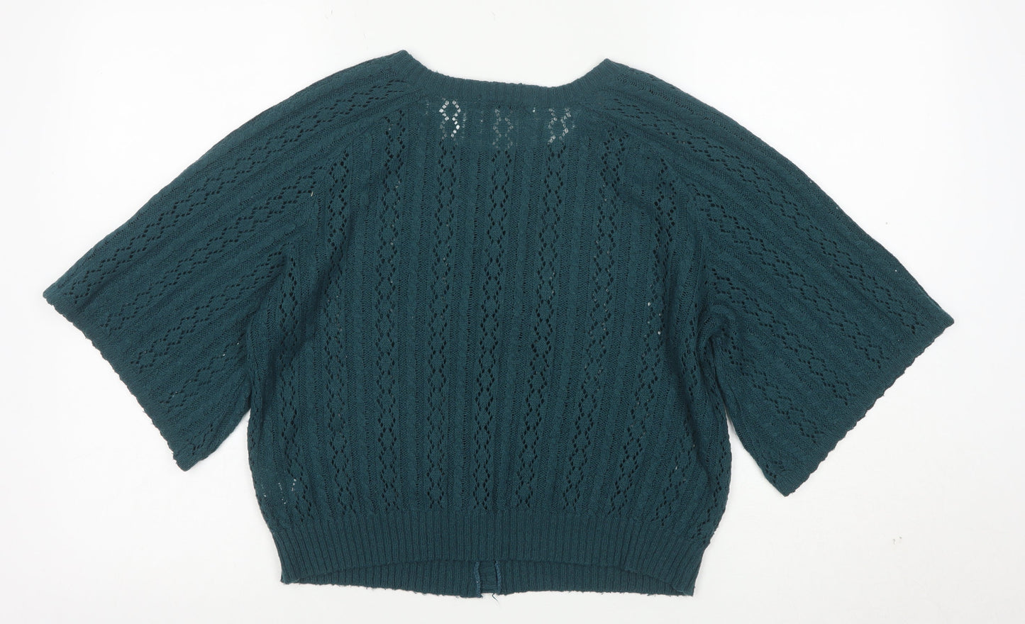 Topshop Women Green Size 8 Short Sleeve Button Cardigan
