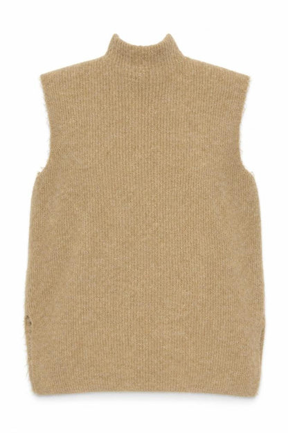 River Island Women’s Beige Roll Neck Sleeveless Knit Vest L