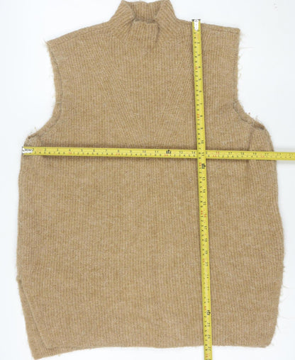 River Island Women’s Beige Roll Neck Sleeveless Knit Vest L