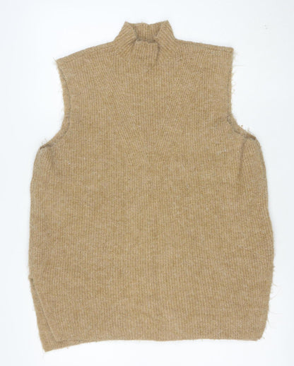 River Island Women’s Beige Roll Neck Sleeveless Knit Vest L