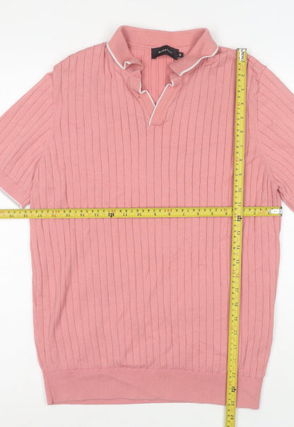 Bugatchi Men's Pink Cotton Blend Knit Polo Shirt Size M
