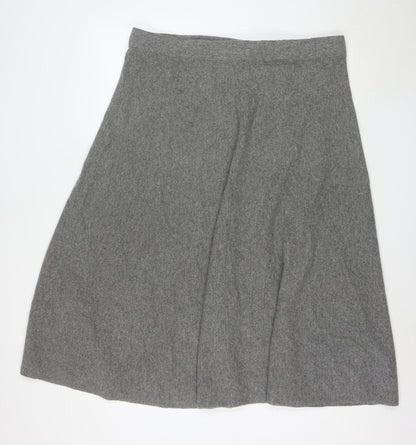 Whistles Women Grey Wool A-Line Knee Length Skirt XL