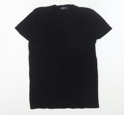 Zara Women Black Short Sleeve Knit Slim Fit T-Shirt M