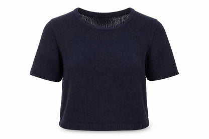 H&M Womens Navy Blue XS Short Sleeve Knit Jumper