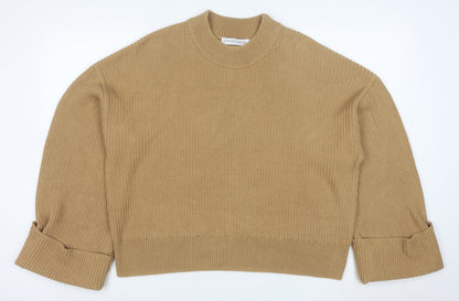 Atmos & Here Womens Beige Knit Crew Neck Jumper Size M