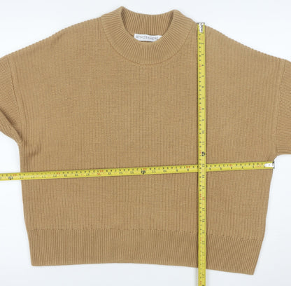Atmos & Here Womens Beige Knit Crew Neck Jumper Size M