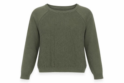 MANGO Womens Green Cotton Crew Neck Long Sleeve Pullover Jumper Size S