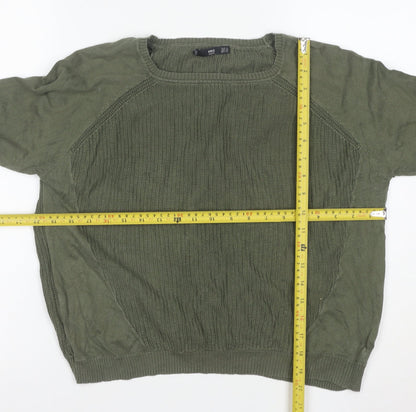 MANGO Womens Green Cotton Crew Neck Long Sleeve Pullover Jumper Size S