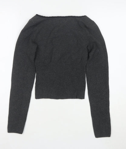 Urban Outfitters Women’s Grey Wool Knit V-Neck Puff Sleeve Cardigan M