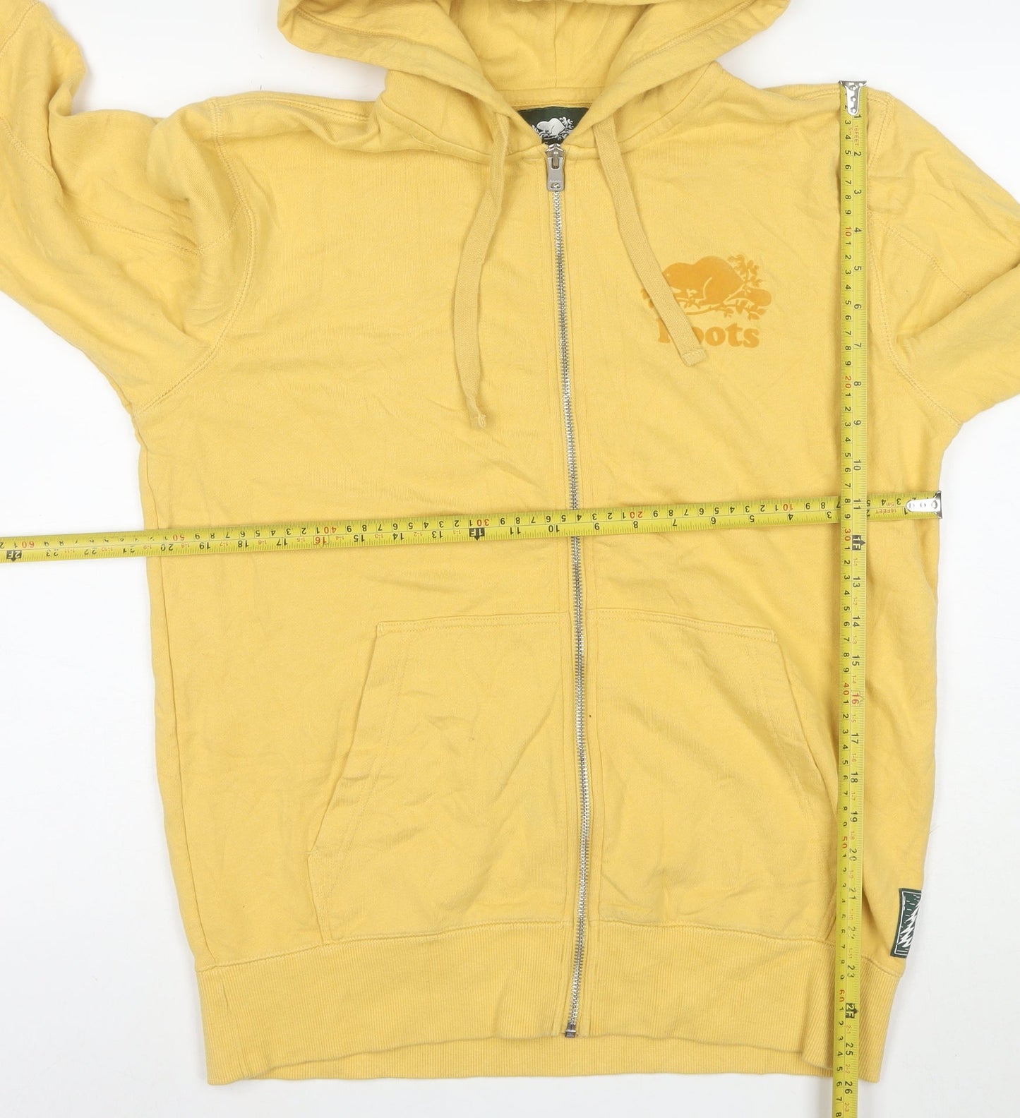 Roots Men's Yellow Full Zip Hoodie Size S Cotton Blend