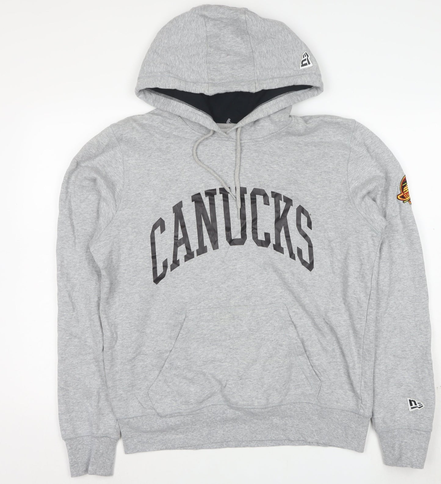 New Era Men’s Grey Canucks Pullover Hoodie Size M Sports Logo