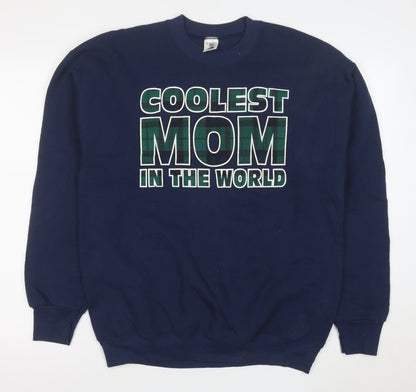 Fruit of the Loom Blue Funny Graphic Unisex L Pullover Sweatshirt