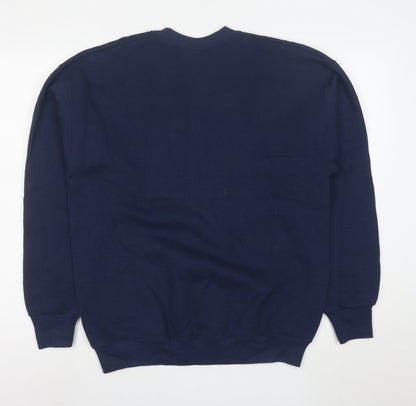 Fruit of the Loom Blue Funny Graphic Unisex L Pullover Sweatshirt