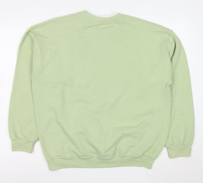 Gildan Women Green Beaded Pullover Sweatshirt L Cotton Blend