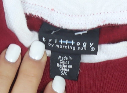 Trilogy by Morning Sun Women's Red Embroidered Pullover Sweatshirt Size S