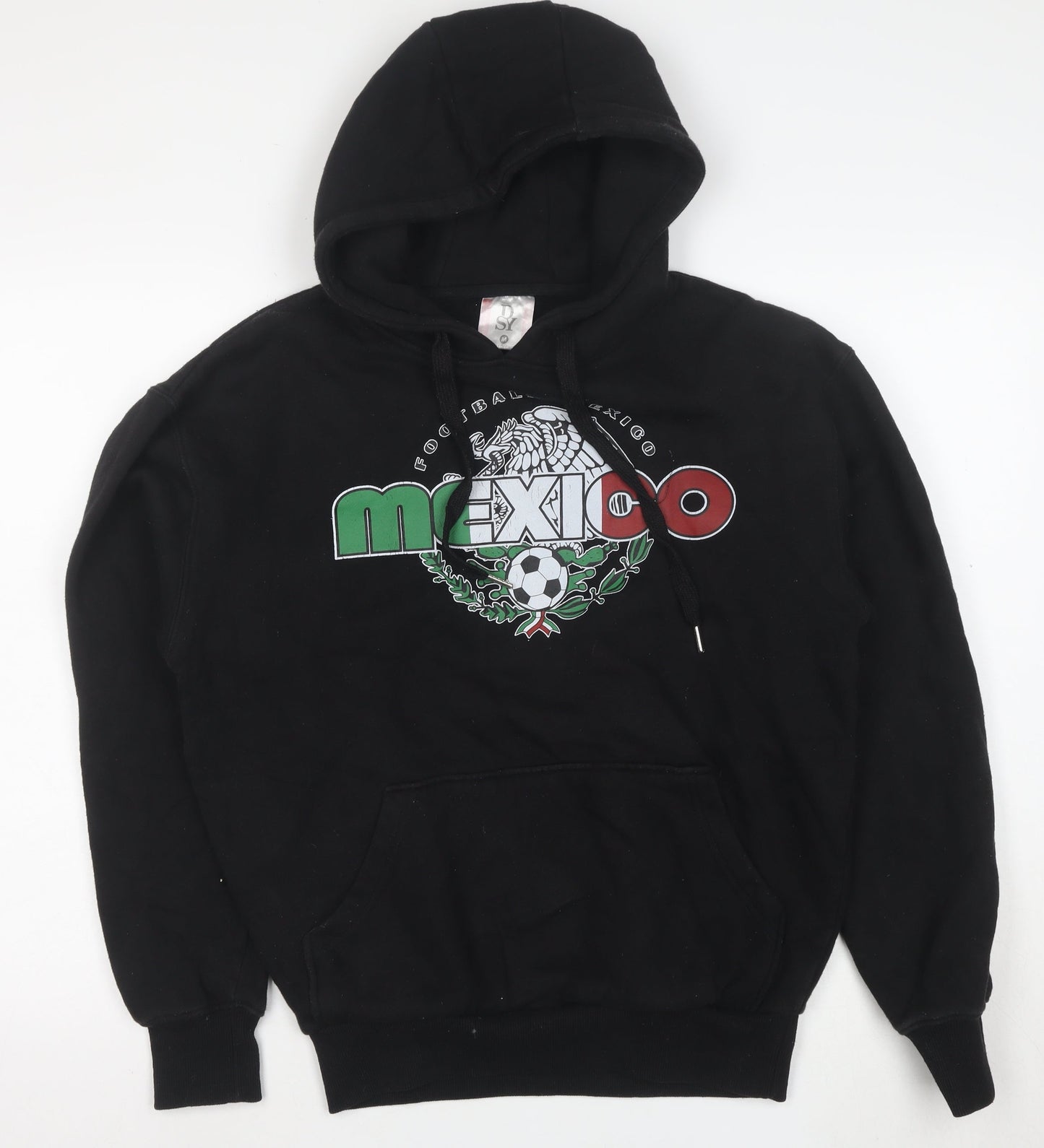 DSY Mens Black Mexico Football Graphic Pullover Hoodie M