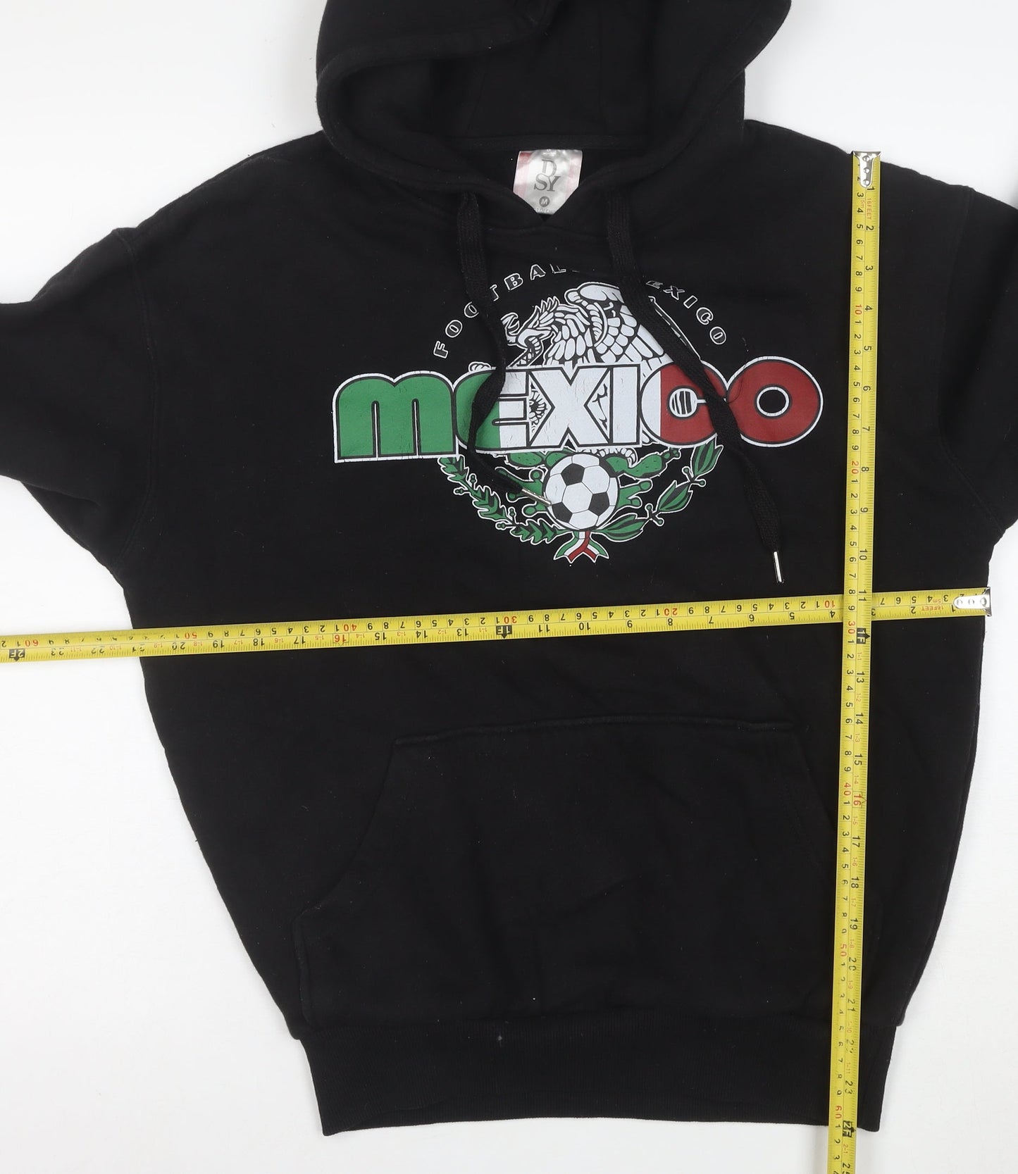DSY Mens Black Mexico Football Graphic Pullover Hoodie M