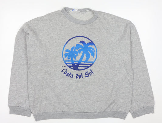 Yazzarmt Men's Grey Costa del Sol Graphic Sweatshirt Size S Crew Neck