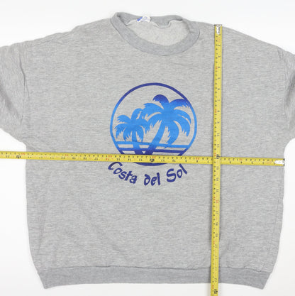 Yazzarmt Men's Grey Costa del Sol Graphic Sweatshirt Size S Crew Neck