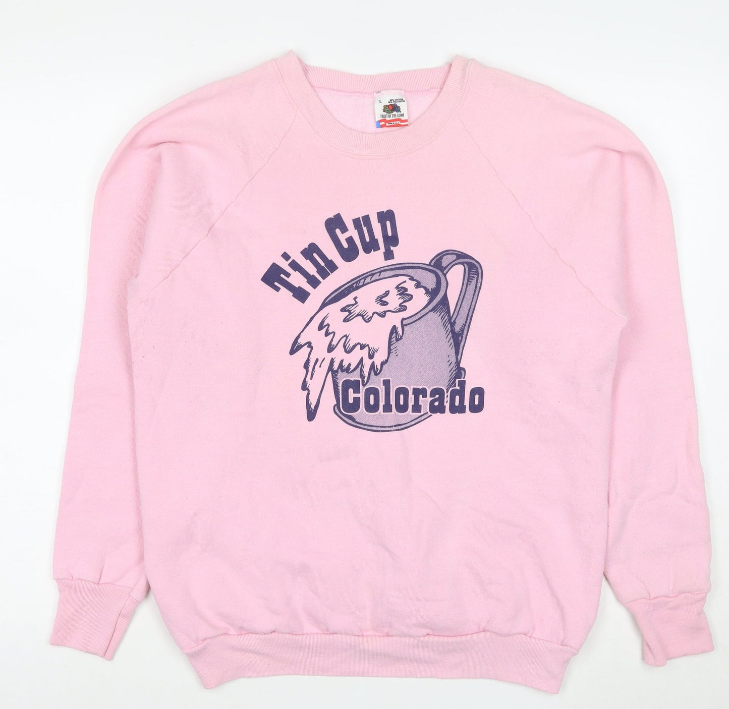 Fruit of the Loom Women Pink Tin Cup Colorado Pullover Sweatshirt L
